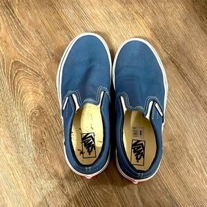 Slightly worn size 3 kids blue slip on vans.